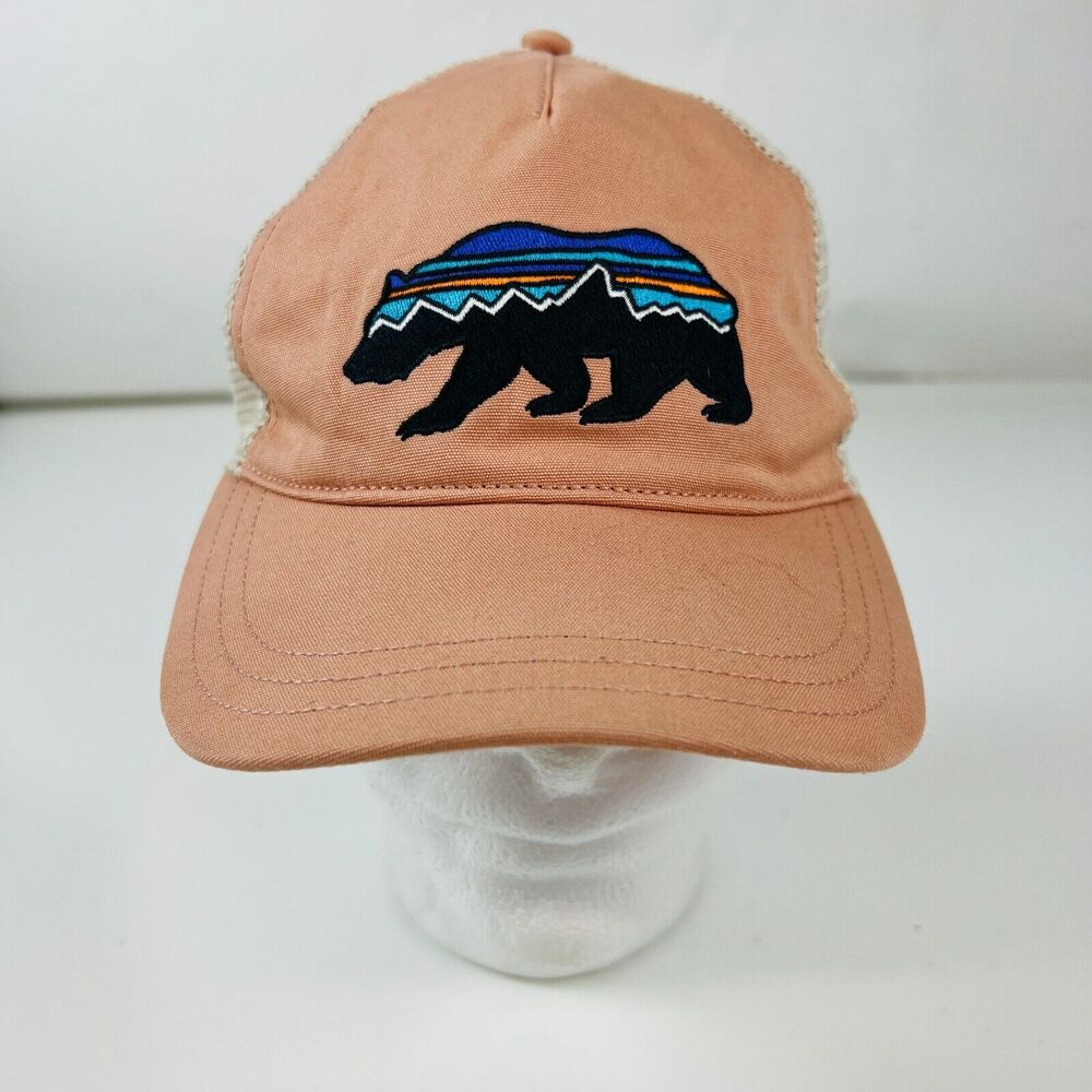 Patagonia Women's Peach 100% Cotton Fitz Roy Bear Snapback Trucker Hat One Size